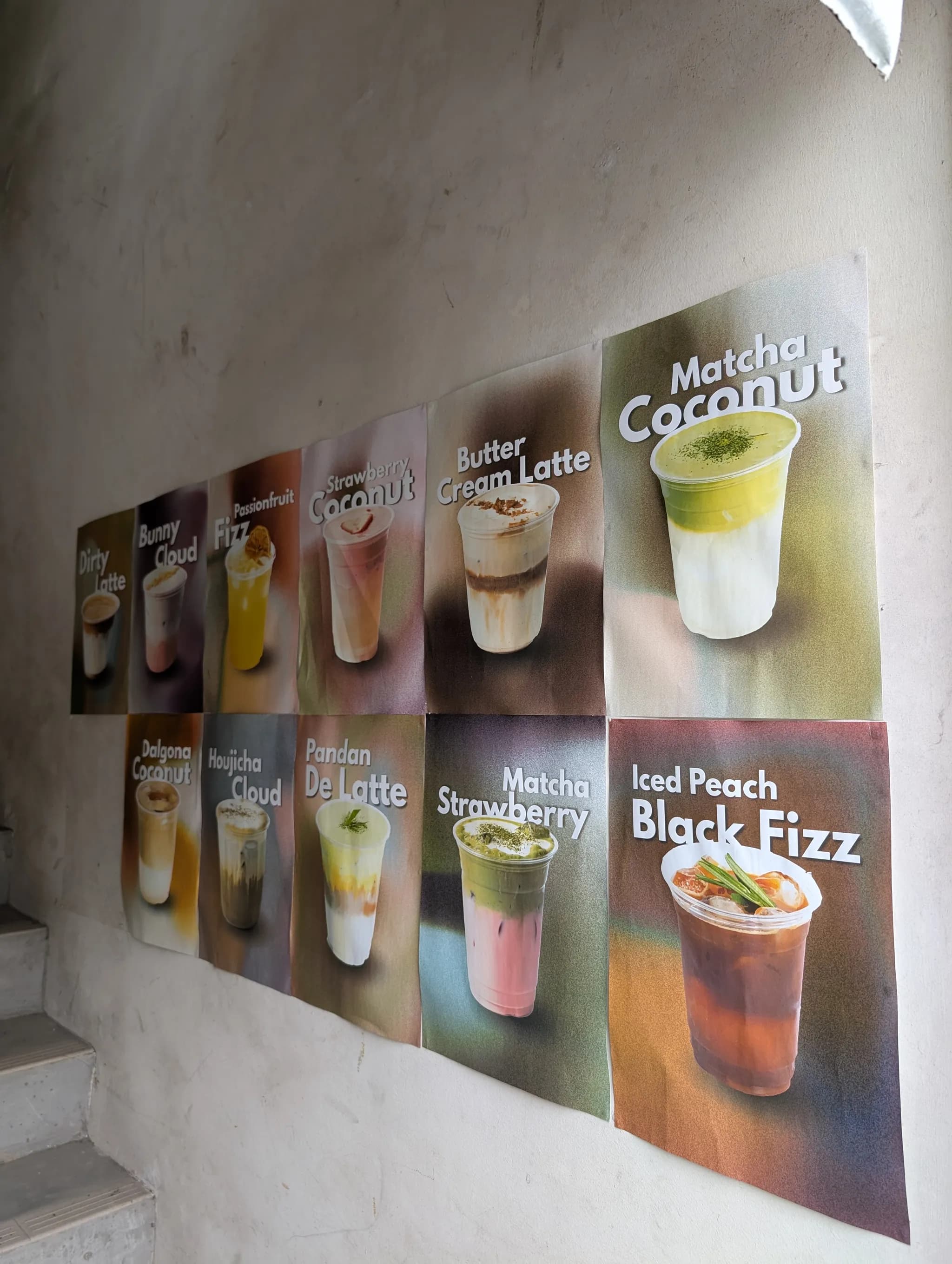 Specialty coffee and matcha drinks posters from 1061KONA, Johor Bahru, Malaysia