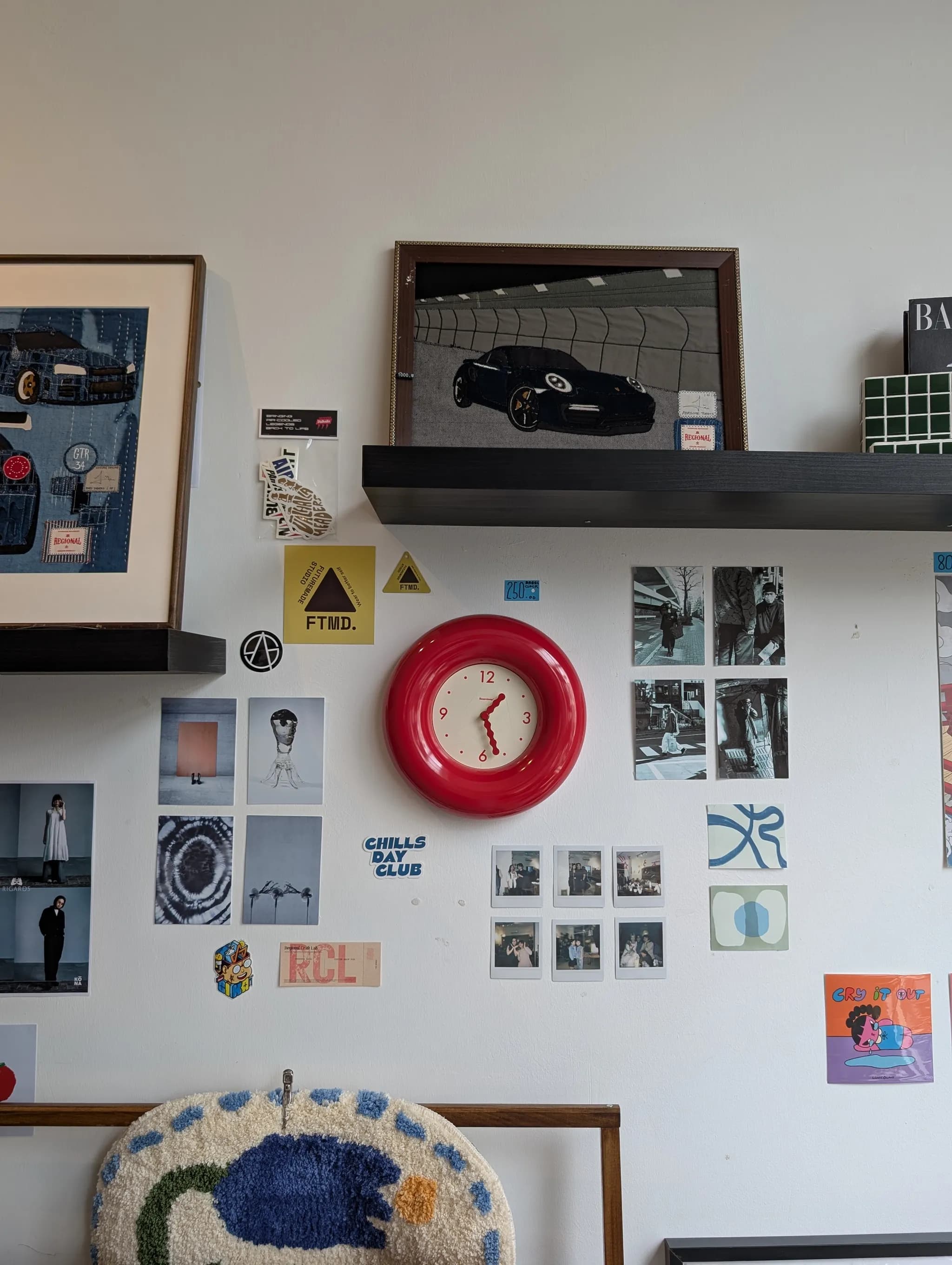 Retro-themed red wall clock at 1061KONA, Johor Bahru, Malaysia