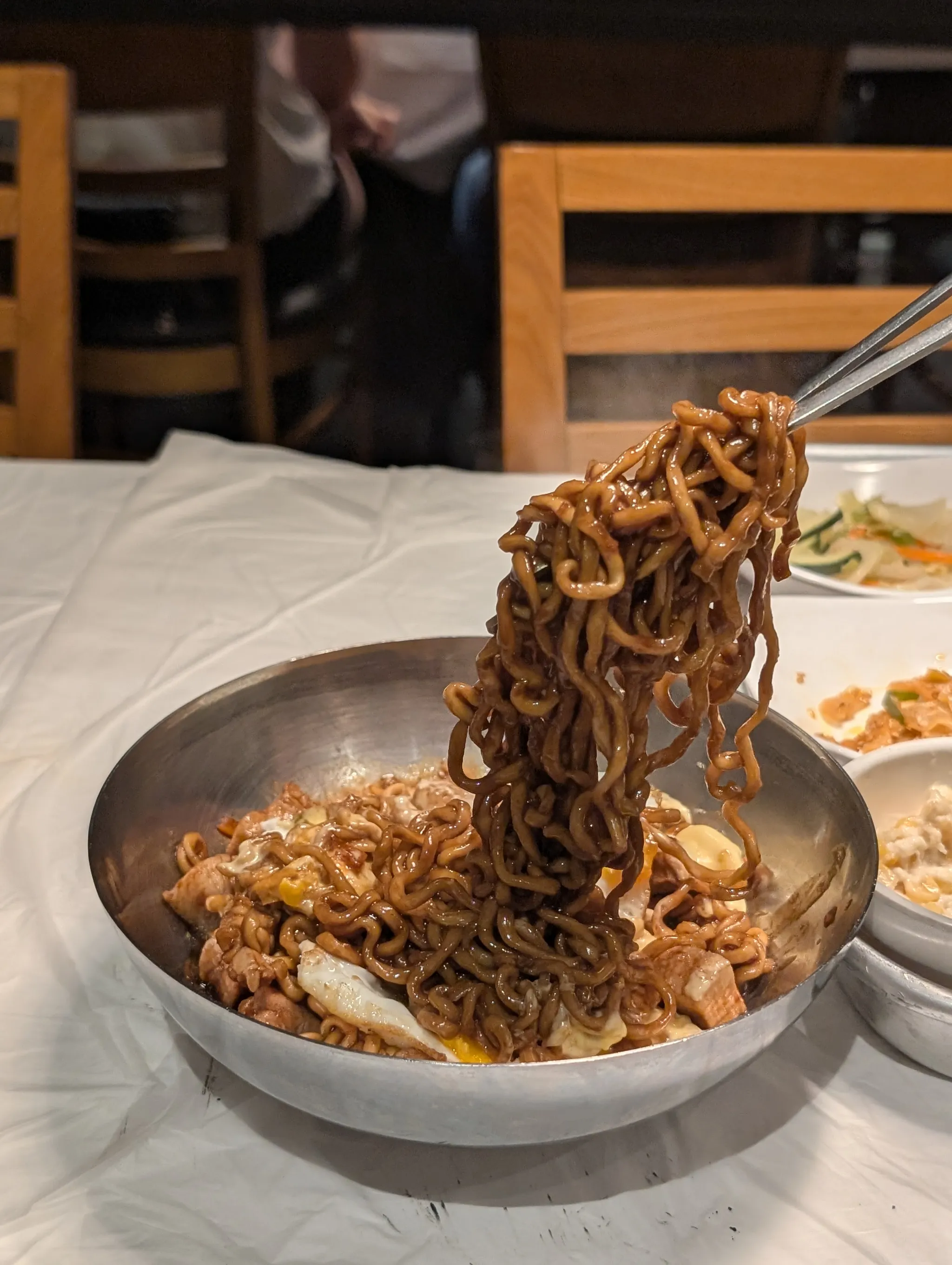 Close-up shot of Chapagetti noodles at Bae Sik Dang Singapore
