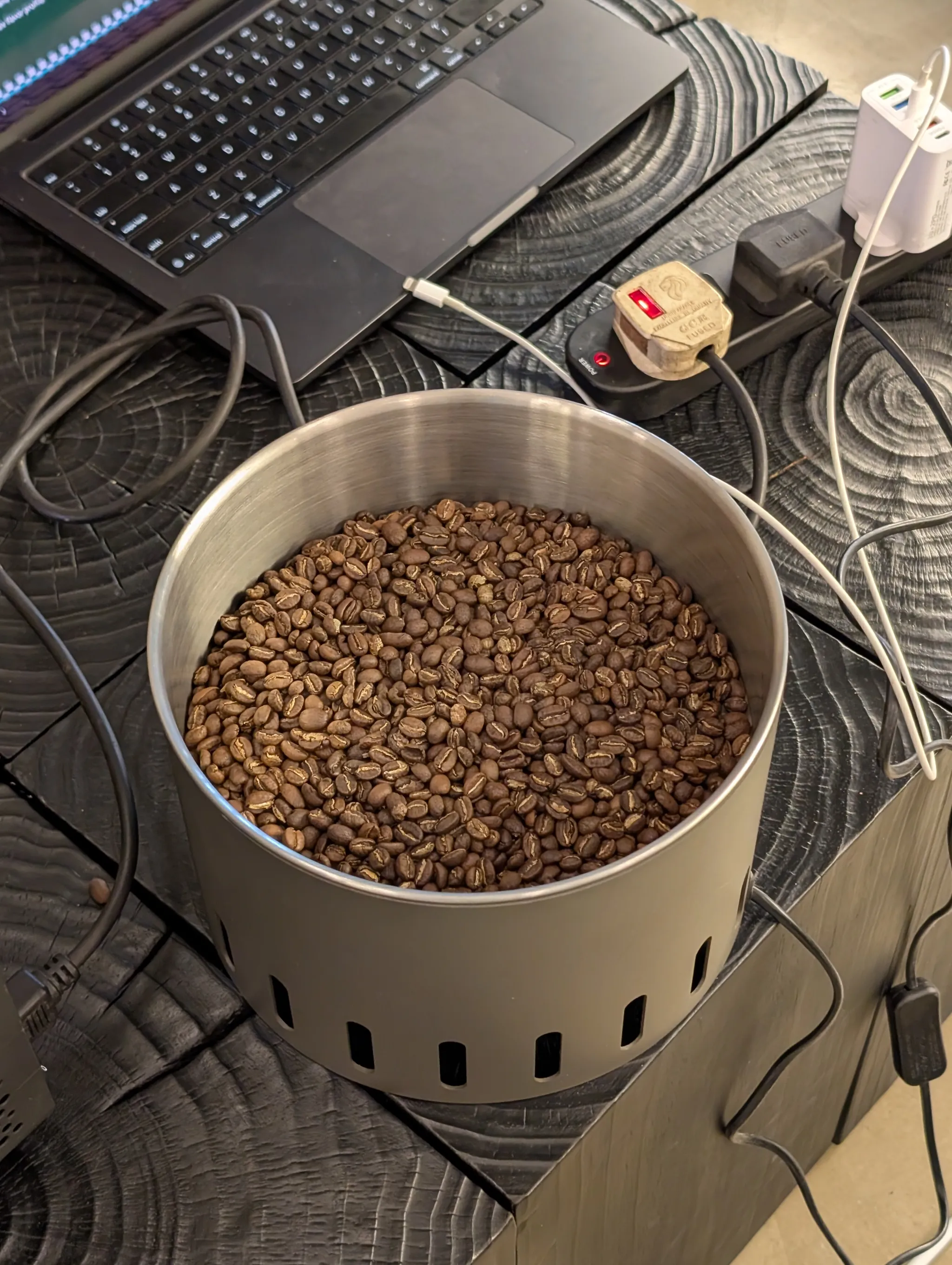 Coffee beans being cooled