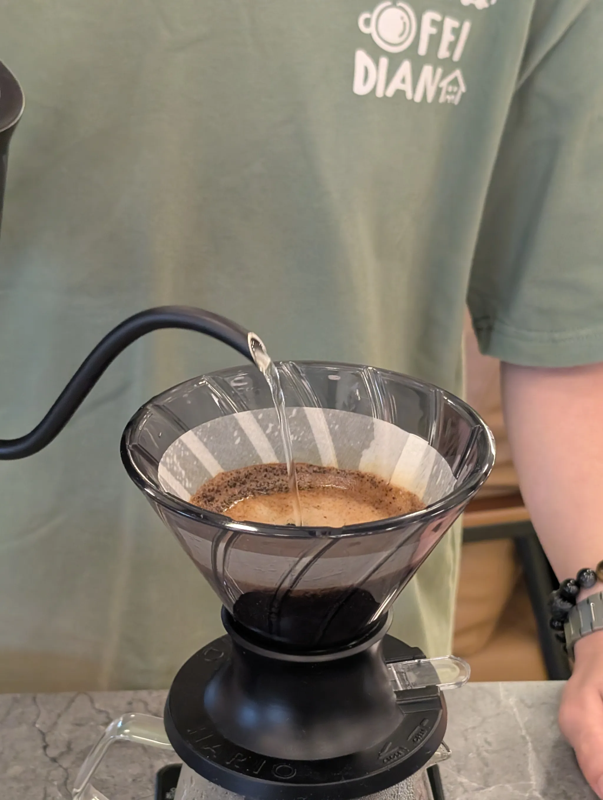 Pouring water into the V60