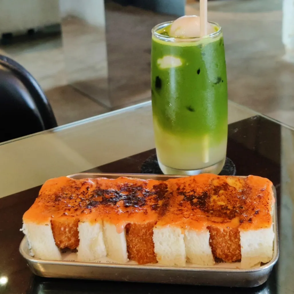 Mentaiko Tamago Sando and Lychee Matcha Iced Tea from Keijometo, Johor Bahru, Malaysia