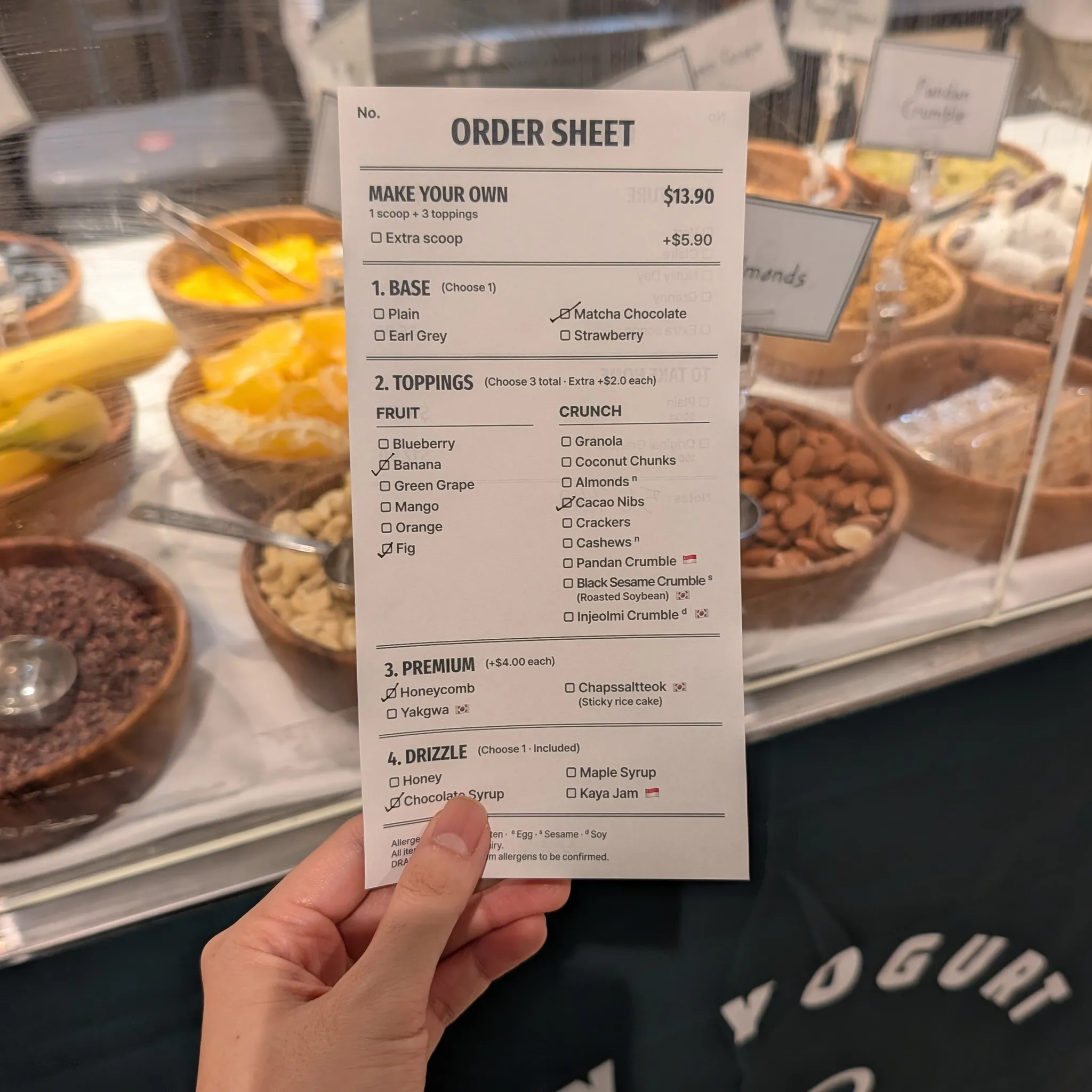 Lazy Yogurt Make Your Own Bowl Order Sheet