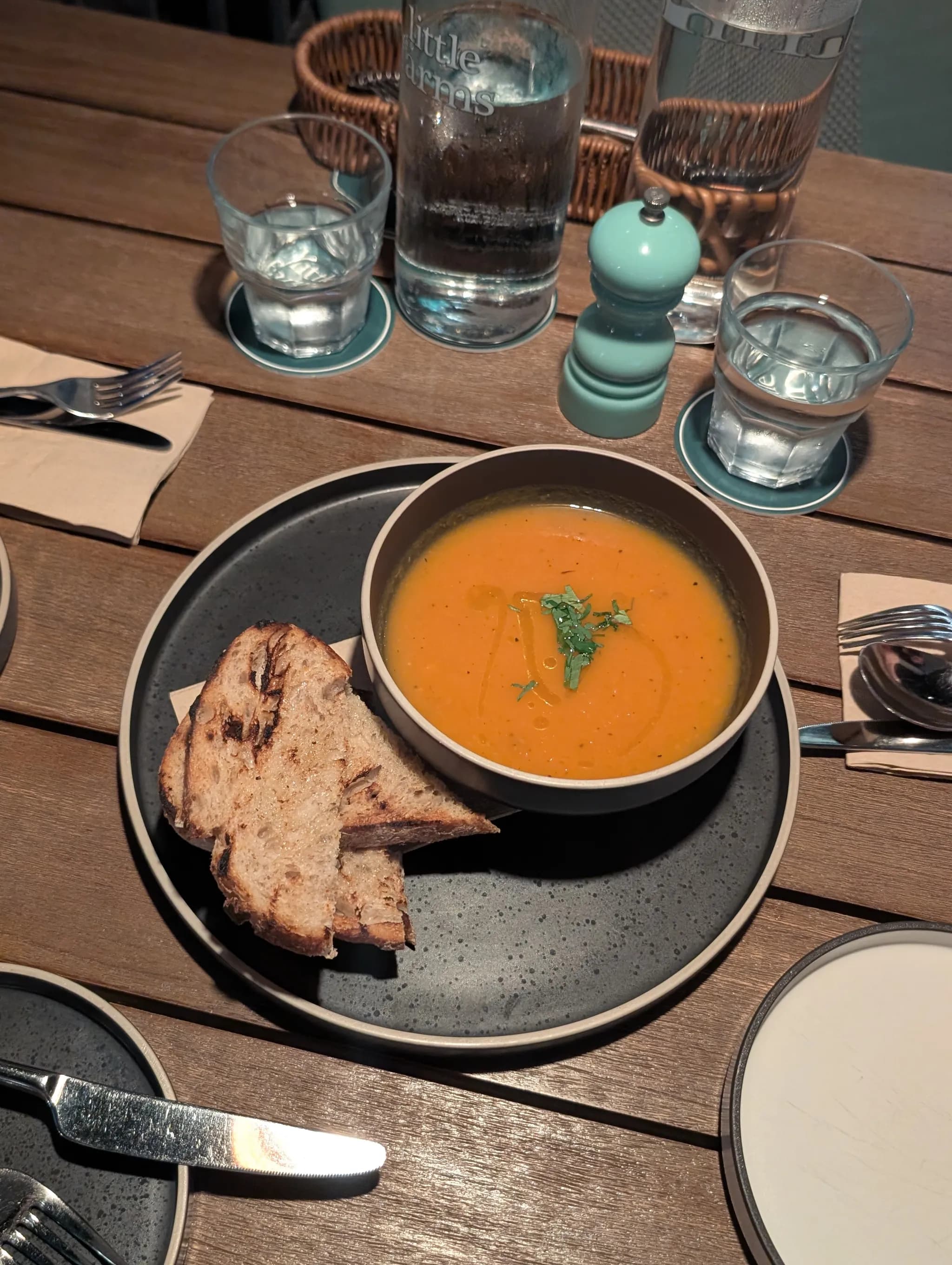 Carrot and tomato soup from Little Farms, Sentosa Island, Singapore