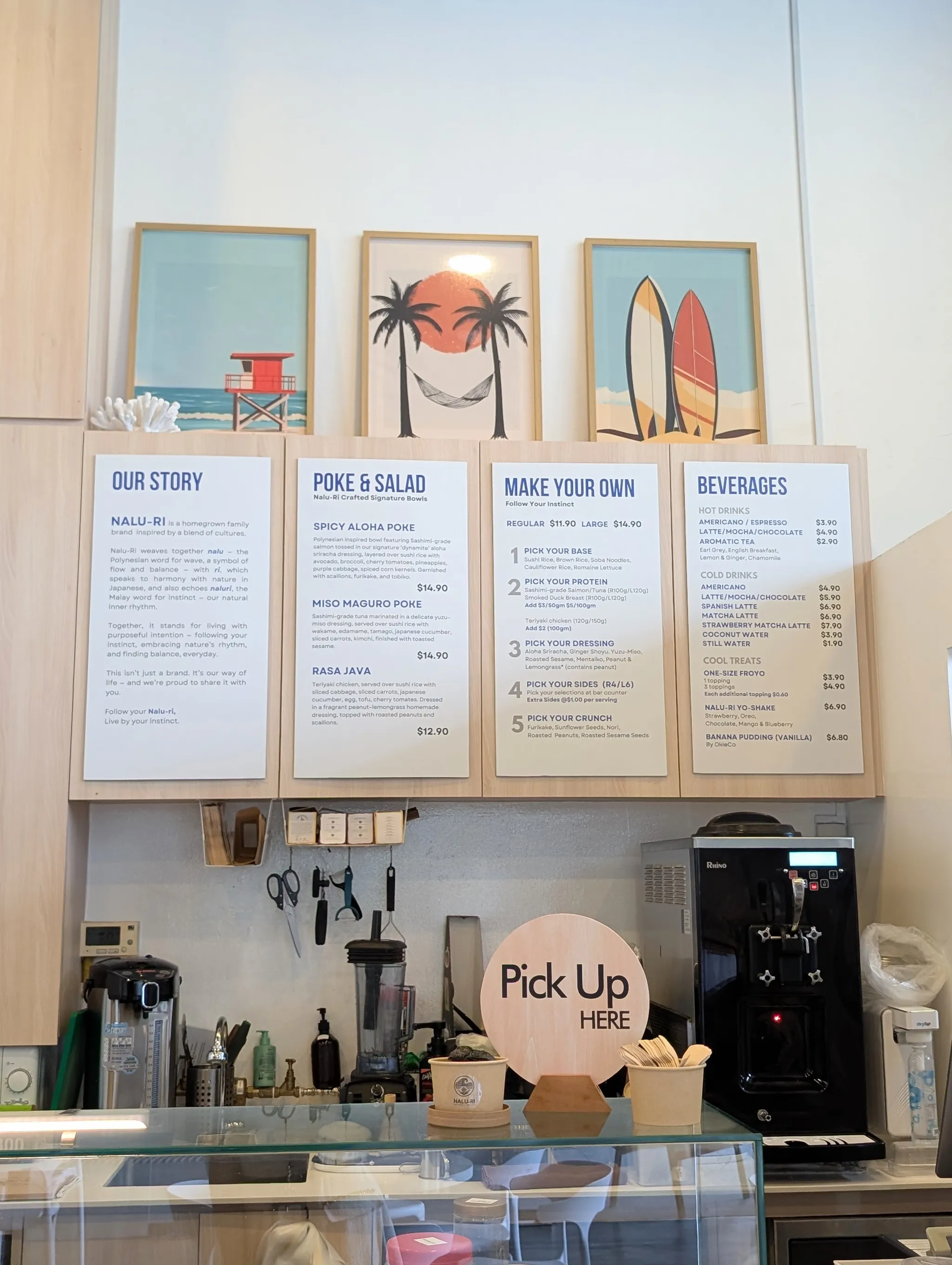 Nalu-Ri salad bowl and poke bowl menu in Harbourfront Singapore