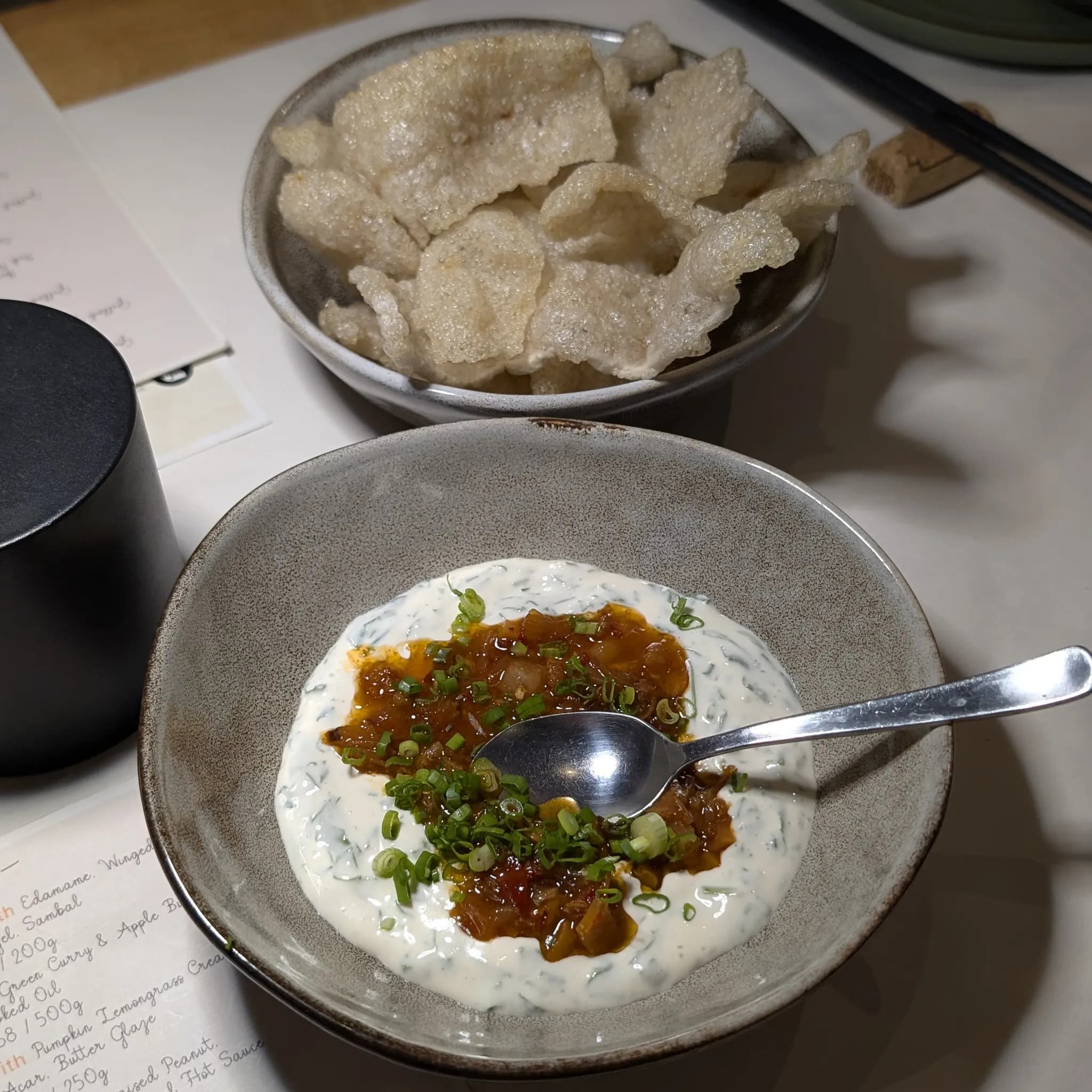 Yogurt XO Dip with Garlic Yogurt Cream, XO Sauce, Fish Crackers from Psychotic Operator, Selangor, Malaysia