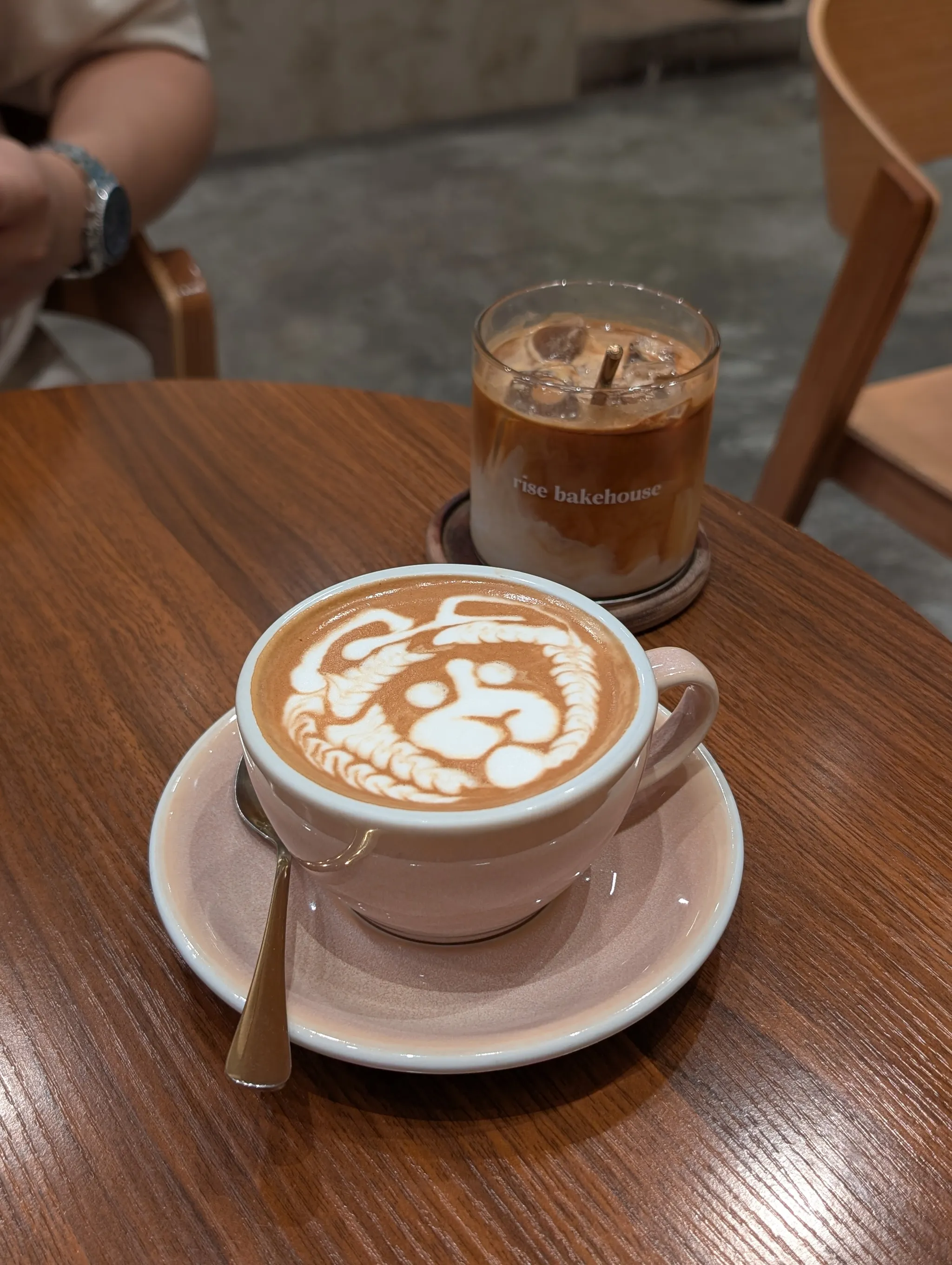 Hot Latte and Iced Latte from Rise Bakehouse TripleOne Somerset, Singapore