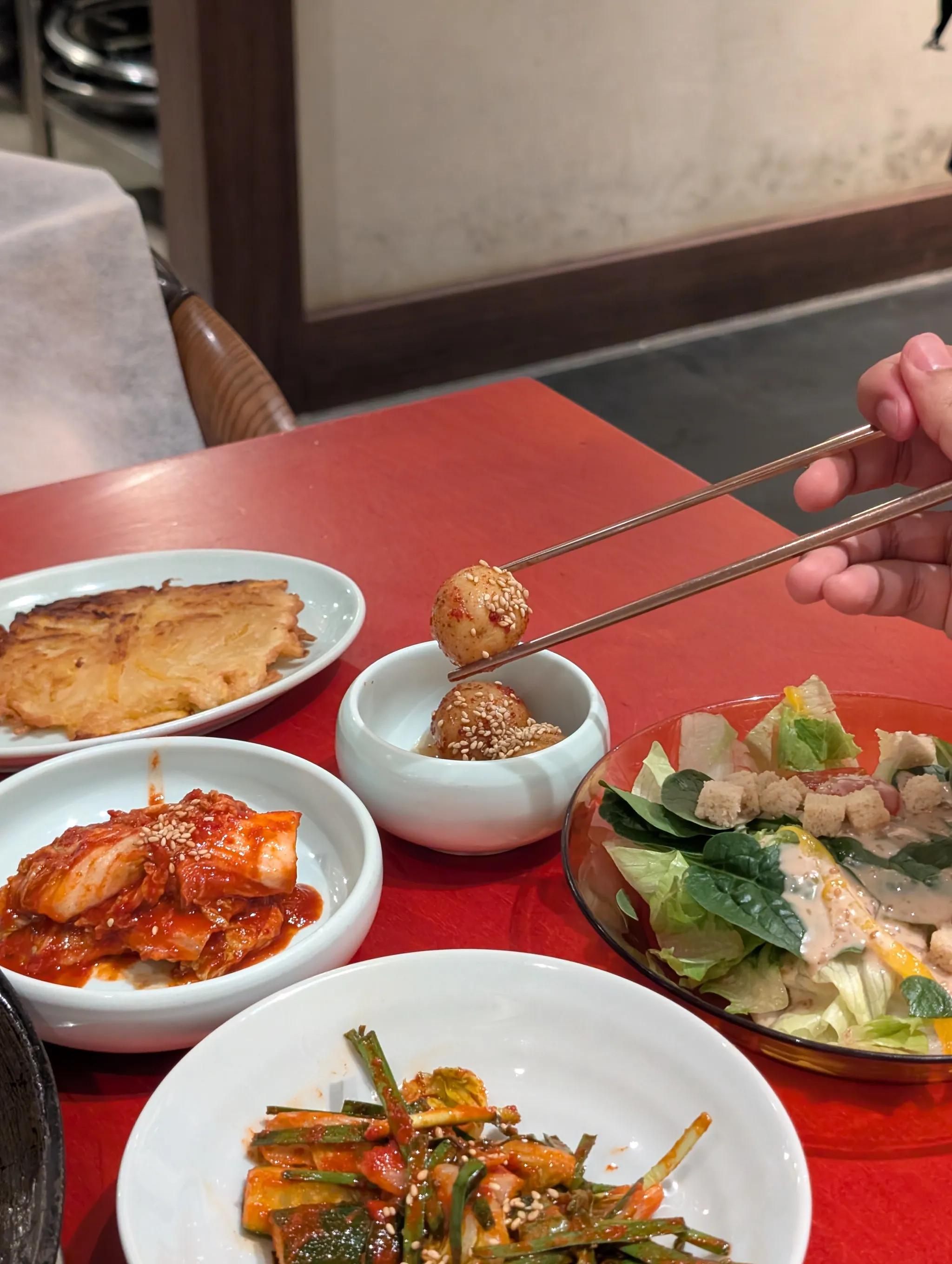 Side Dishes (Banchan) and Pumpkin Pancake from Sodeng, Telok Ayer, Singapore